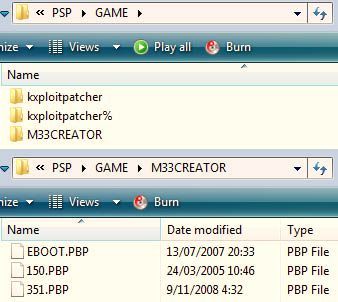 Файлы M33CREATOR в корне PSP — подготовка к установке