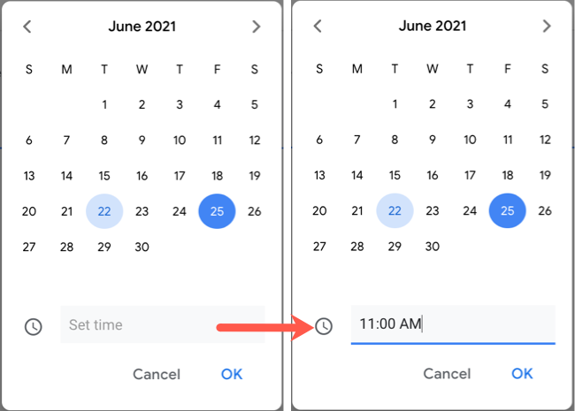 Выбор даты и времени выполнения задачи