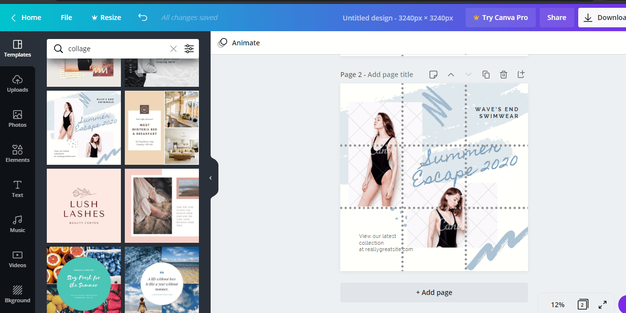 use Canva template for puzzle feed