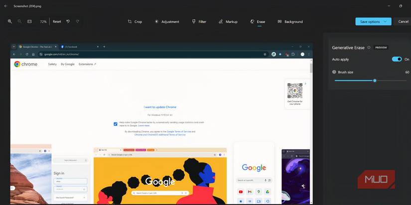 Generative Erase в действии в интерфейсе Photos