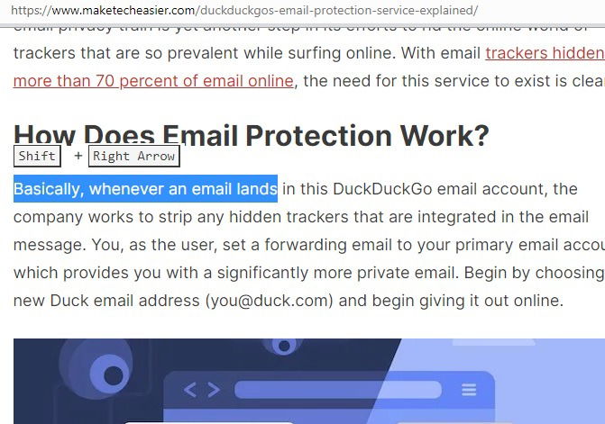 Изображение: демонстрация выделения Shift + стрелки вправо