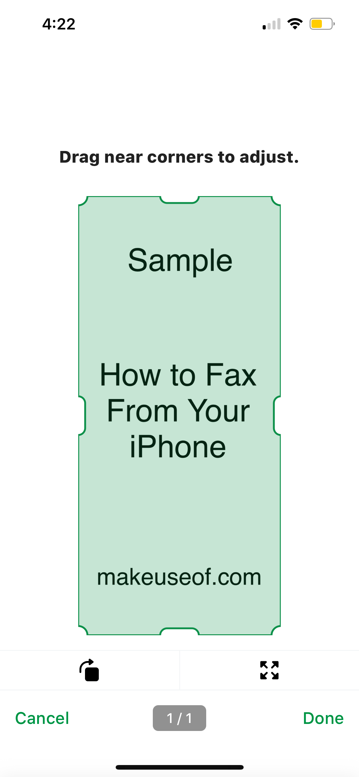 редактирование изображения в Tiny Fax