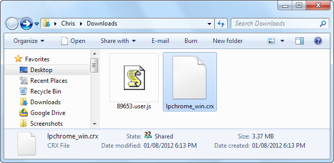 Сохраните файл расширения на компьютер через «Сохранить как»