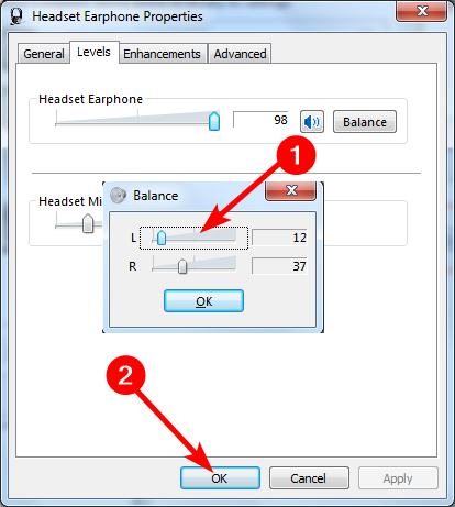 Регулировка уровня микрофона с помощью ползунков