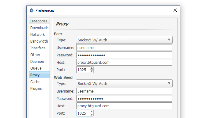 Настройка прокси или VPN в клиенте Deluge