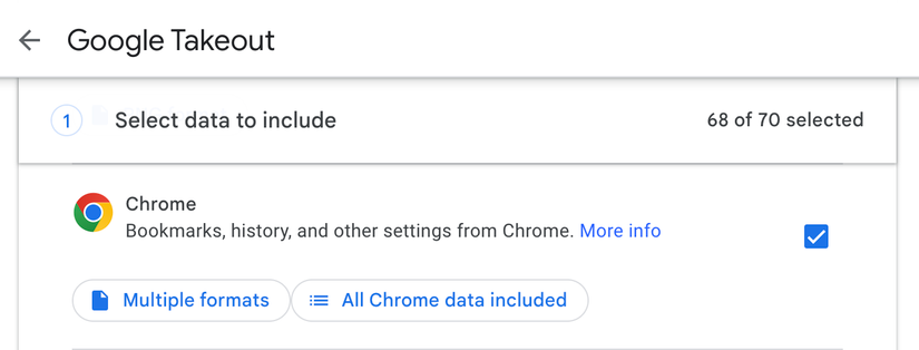 Exporting Chrome data via Google Takeout