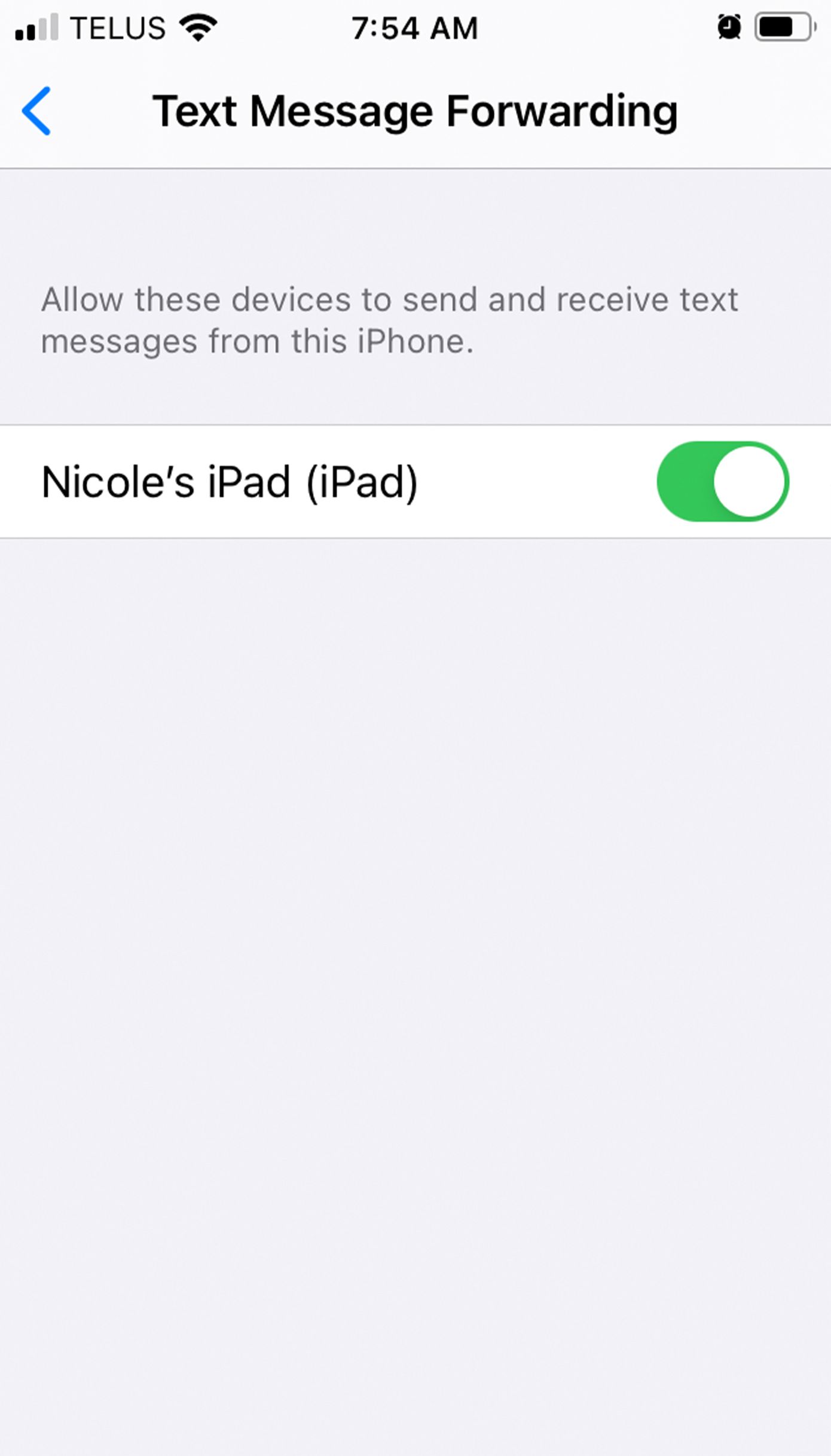 Text Message Forwarding from an iPhone