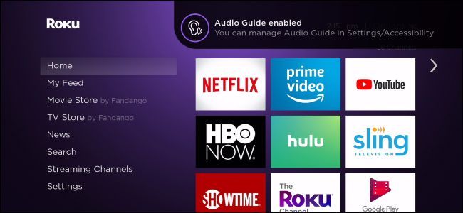 Включение Audio Guide на Roku и TCL Roku TV
