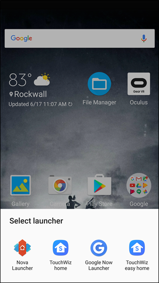 Выбор Nova Launcher как домашнего лаунчера