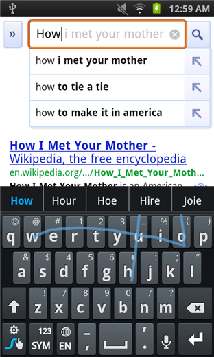 Жест для ввода заглавной буквы в начале слова