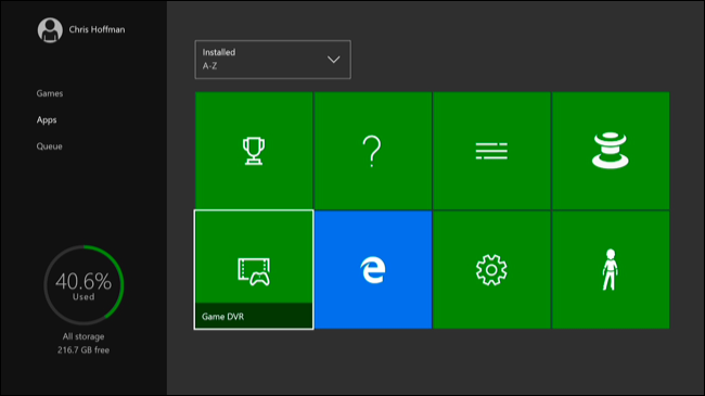 Запуск Game DVR из меню приложений Xbox One
