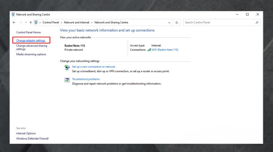 Изменение параметров адаптера в Windows