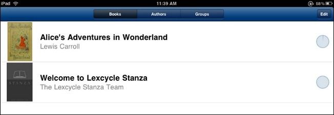 Скриншот процесса добавления и загрузки книги в Stanza