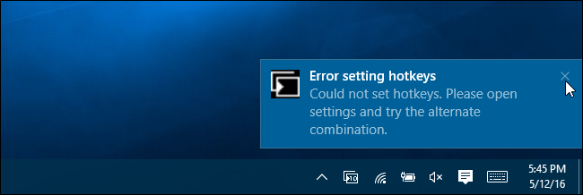 Ошибка установки сочетаний клавиш в VirtualDesktopManager при конфликте