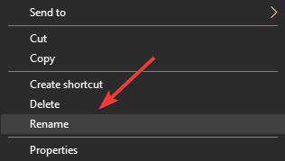 Переименовать файл в Windows — пример меню Rename