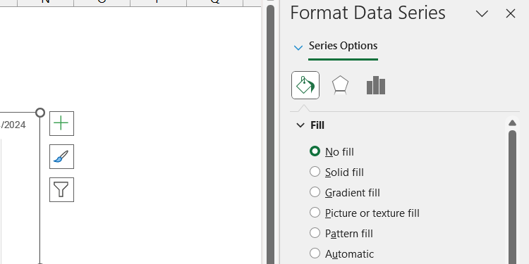Формат ряда данных — выбор заливки и линий