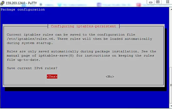 Установка iptables-persistent, шаг 2