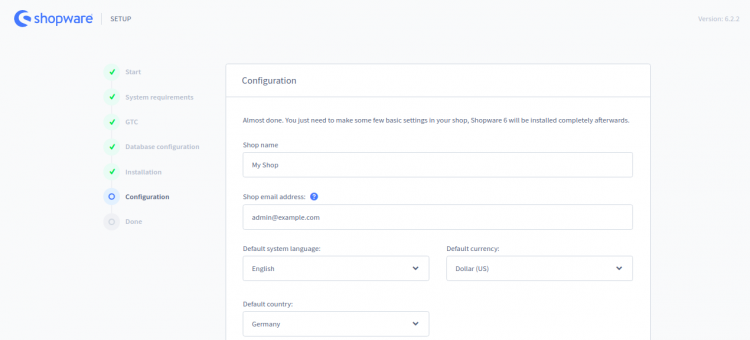 Настройка магазина Shopware