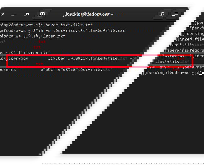 Configuración de symlink: archivo y enlace