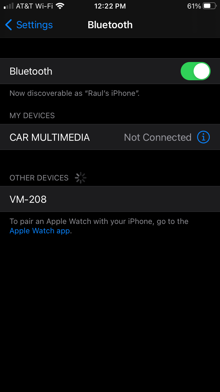 Процесс сопряжения iPhone с Amazon Echo в настройках Bluetooth