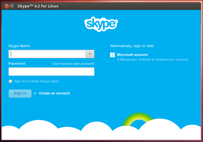 Интерфейс Skype для Linux запущенный в среде Linux на Chromebook