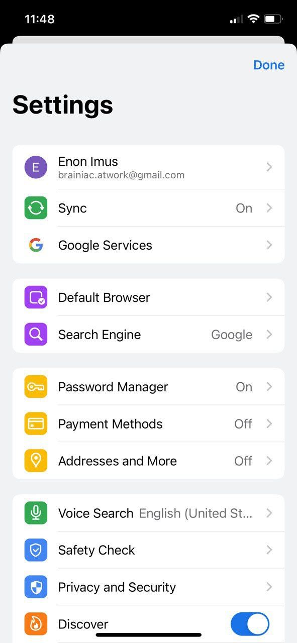 Chrome Default Account