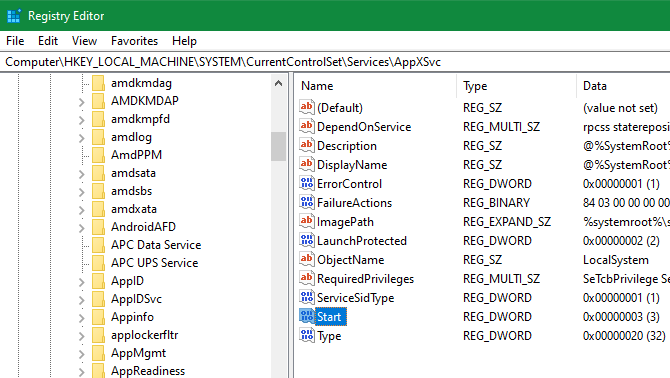 Registry Editor Change Start Value