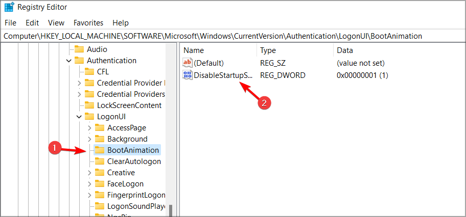Параметр DisableStartupSound в реестре