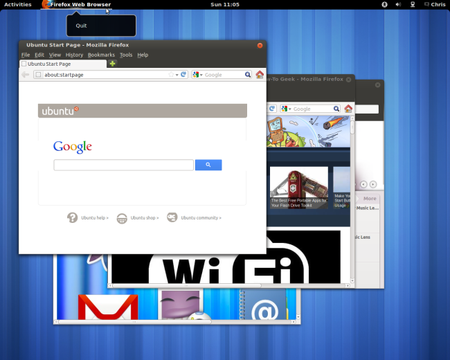 Контекстное меню и меню приложения в окне