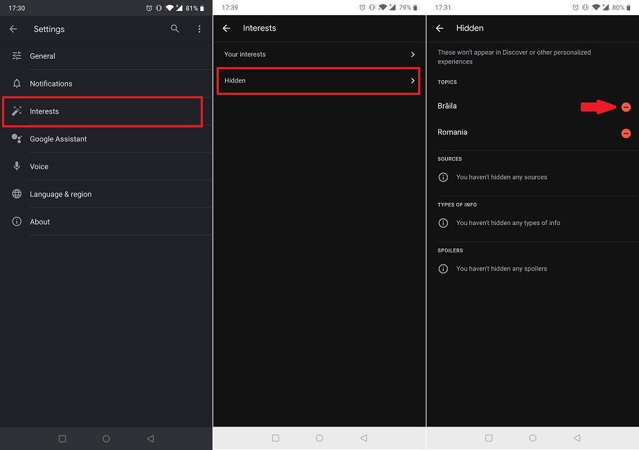 Восстановить скрытую тему в Discover