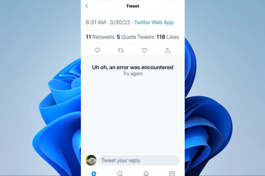 Ошибка «Uh oh, an error was encountered» в Twitter — решение