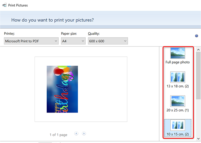 Превью размещения изображения и варианты кадрирования.