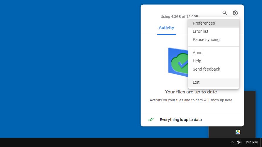 Как выйти из приложения Google Drive на рабочем столе