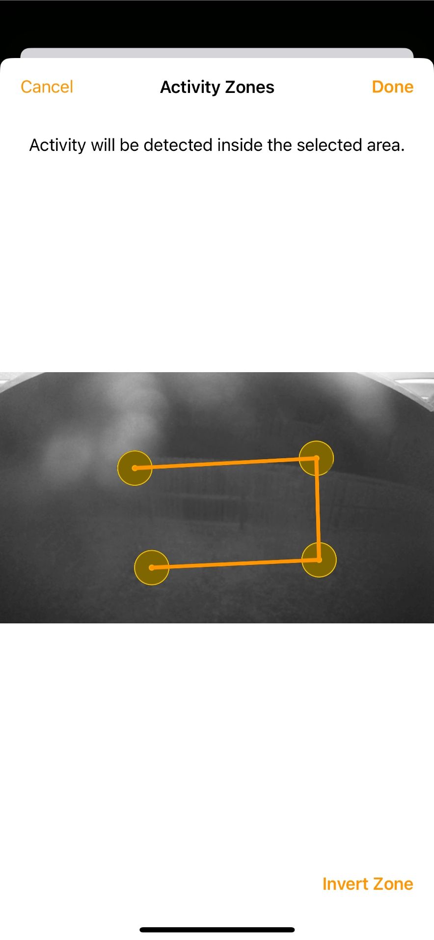 Редактирование зон активности камеры HomeKit в приложении Дом