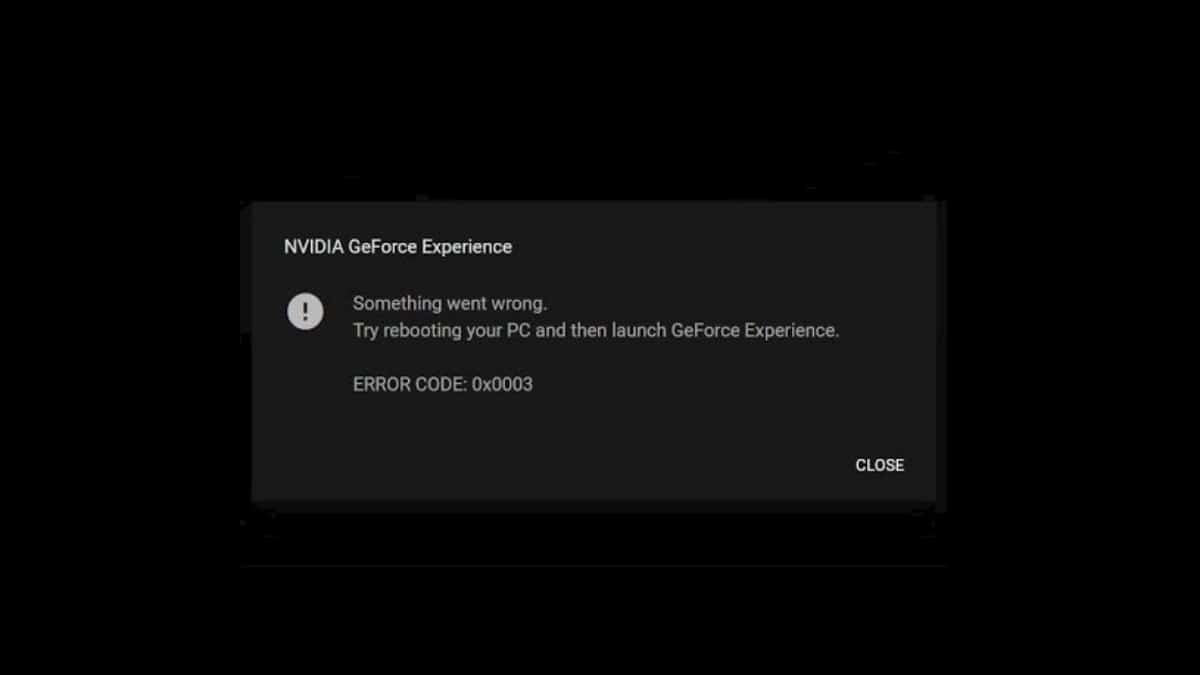 Risolvi errore GeForce Experience 0x0003