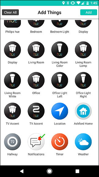 Экран выбора Thing в Stringify