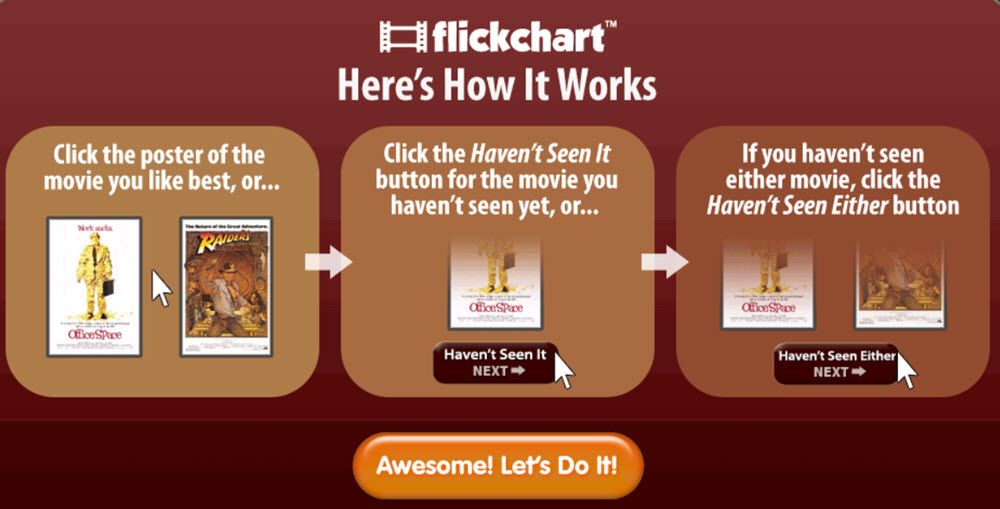 Скриншот системы сопоставлений Flickchart