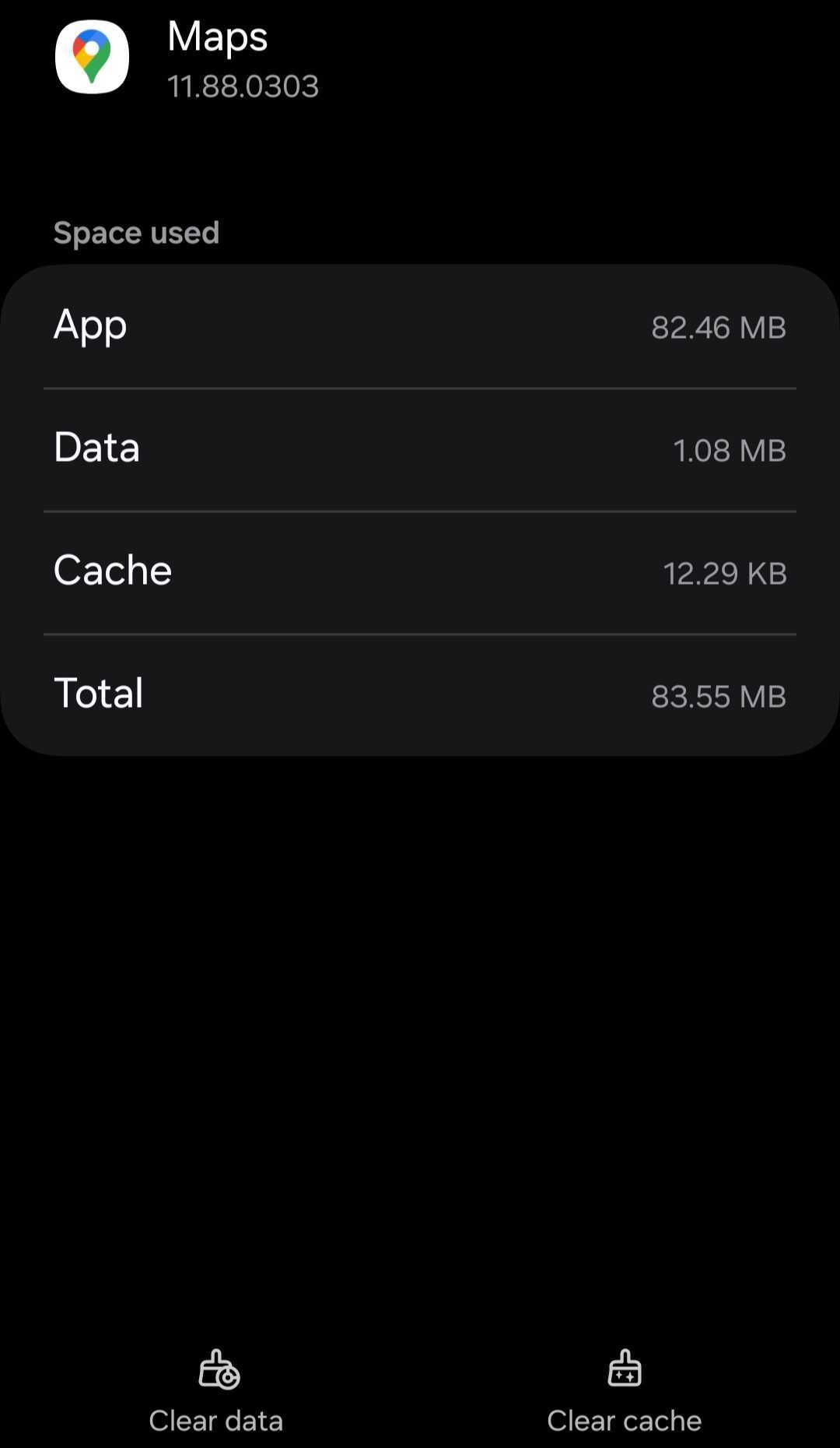 Очистка кэша приложения Google Maps на Android.