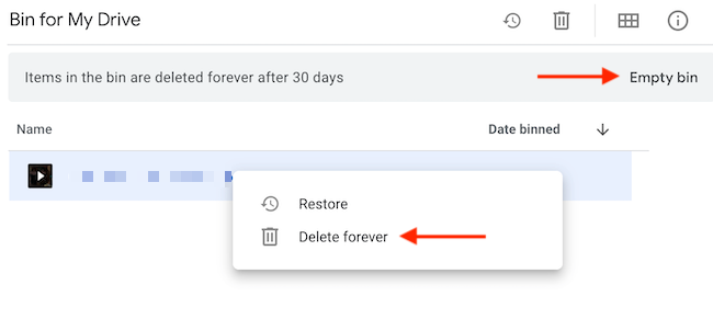 Кнопка Очистить корзину для удаления всех файлов сразу