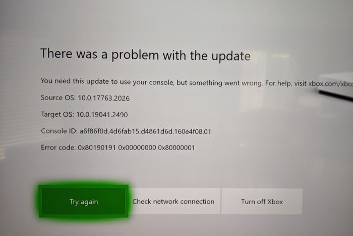 Исправить ошибку Xbox 0x80190191