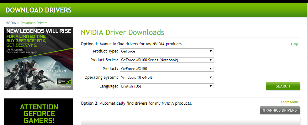 загрузка драйверов nvidia