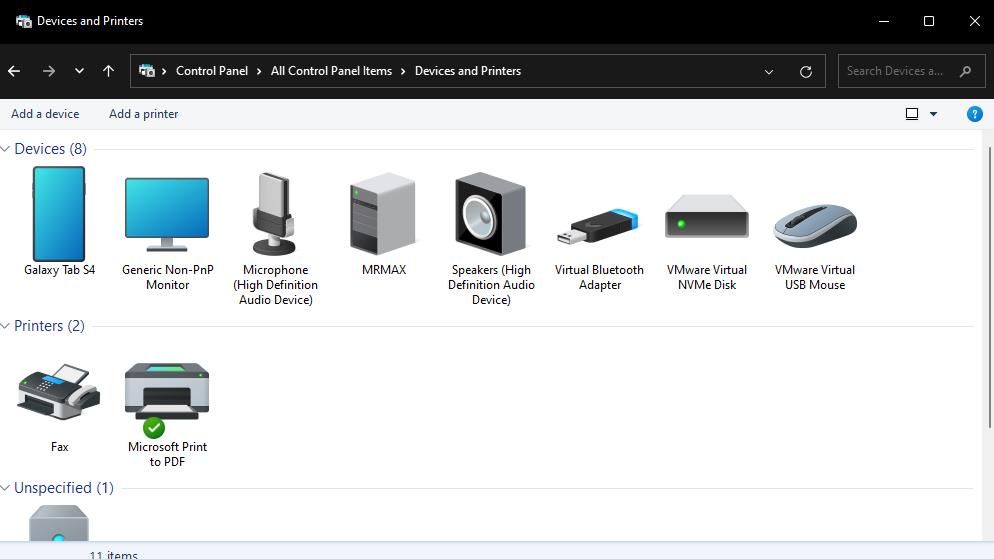 Опция «Добавить принтер»