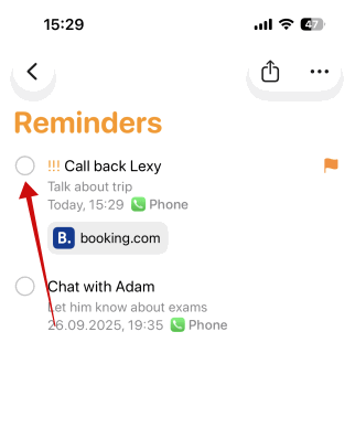 Callback Reminders Ios Check As Complete