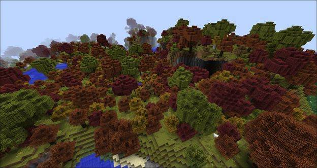 Лес с осенней листвой в новом биоме Seasonal Forest