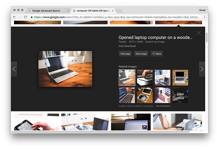Подходящее изображение компьютера, найденное с помощью уточнённого фильтра