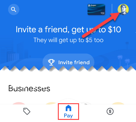 Нажмите на иконку профиля