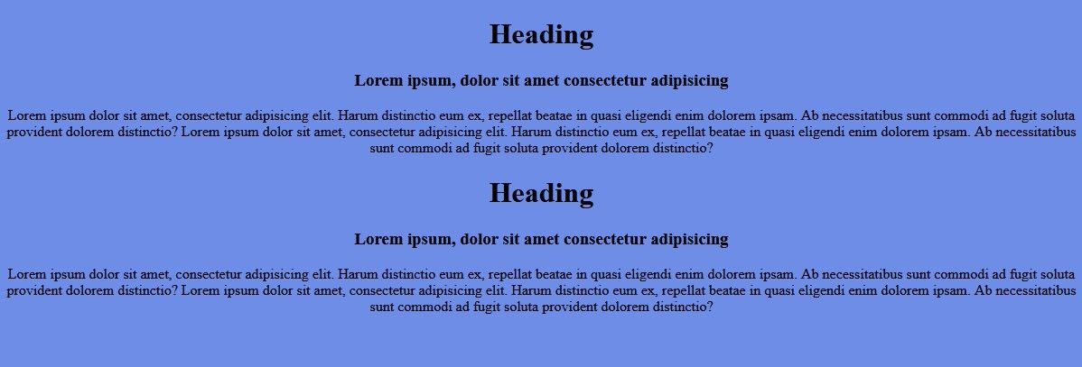 Веб-страница с центровкой всех элементов текста