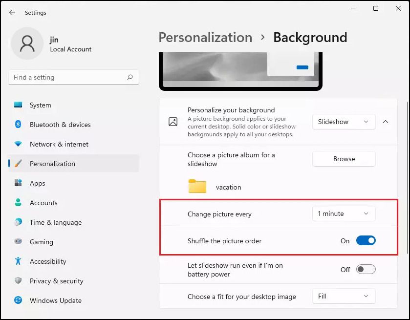 Частота смены слайд-шоу