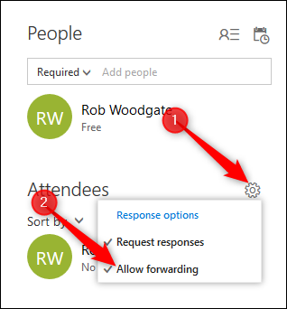 Параметры ответа в Outlook Web App — переключатель «Разрешить пересылку»