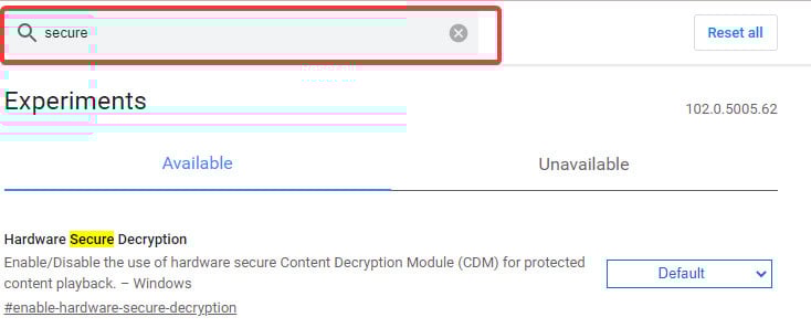 casella di ricerca secure in Chrome